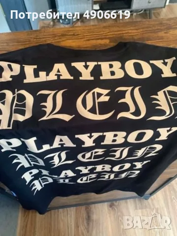 Philipp Plein Platinum Cut x Playboy  Камъни & Голям надпис на гърба  Като нова, снимка 7 - Тениски - 55543115