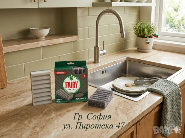 ​Fairy гъба за съдове Platinum недраскаща 2  бр. ​Гъби за скара и чугунени тигани черни