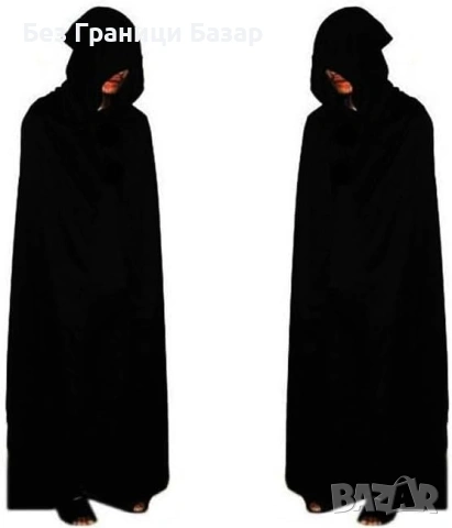 Нов Черен Хелоуин костюм Жътвар 4 части маска коса ръкавици за Хелоуин, снимка 2 - Други - 53960570