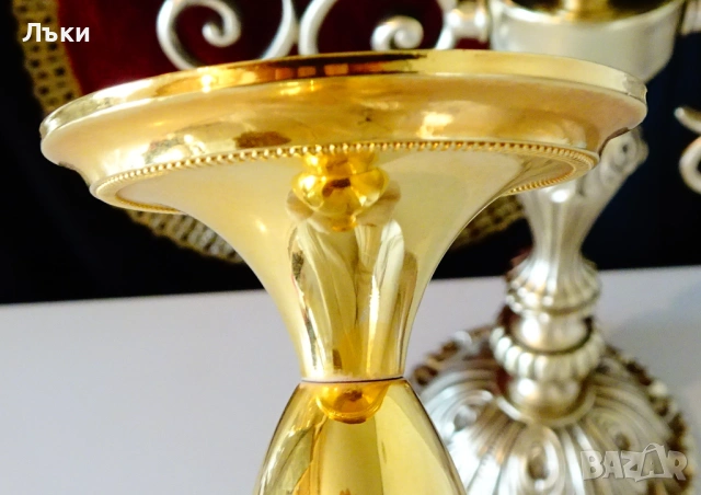 Позлатена чаша,ваза BMF от бронз. , снимка 2 - Антикварни и старинни предмети - 54305877