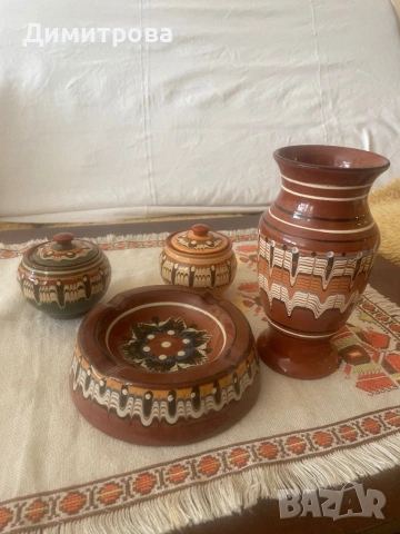Керамични съдове - гърненца, захарнички, делвичка, ваза, пепелник, съд за подправки