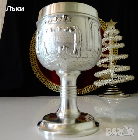 Калаен бокал,чаша за вино Сватосване,калаена сватба. , снимка 5 - Антикварни и старинни предмети - 54802505
