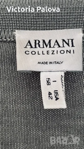Оригинален пуловер ARMANI COLLEZIONI om 100% Естра фин Меринос (Размер XXL / 58) - Зелена Маслина, снимка 4 - Блузи - 55409905