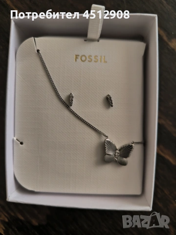 Комплект бижута Fossil – колие и обеци с пеперуда, снимка 2 - Бижутерийни комплекти - 55013084