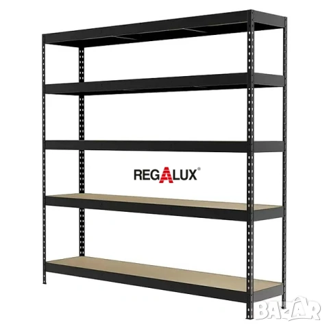 Метален стелаж Regalux 265 - 180х180х40, 5 рафта, цвят антрацит , снимка 2 - Други - 55212327