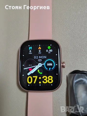 Смарт часовник Kuizil Smart Watch в розов цвят с правоъгълен корпус, снимка 2 - Смарт часовници - 55646693