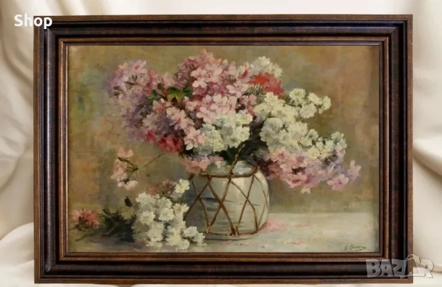 Флорална картина с антична рамка 