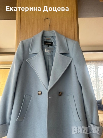 Светлосиньо елегантно палто, снимка 3 - Палта, манта - 54012051