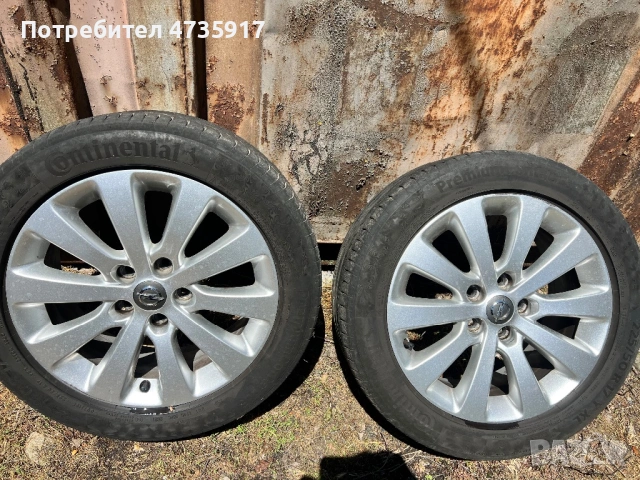 Оригинални алуминиеви джанти Opel 17" 5х115 с летни гуми Continental 225/50 R17 XL, снимка 2 - Гуми и джанти - 54579383