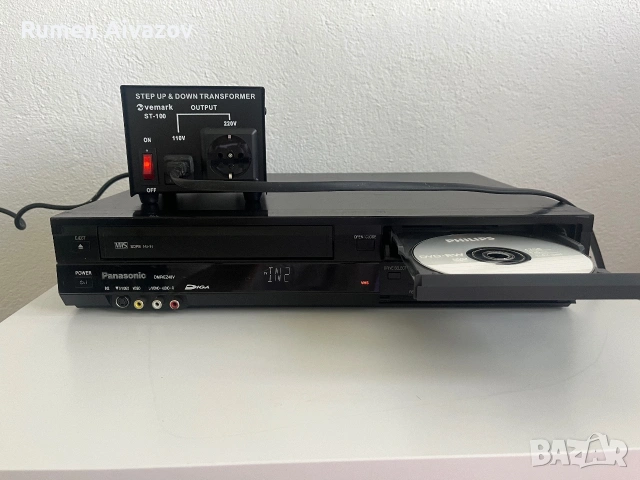 DVD и VHS видео Panasonic DMR-EZ48V + трансформатор, снимка 2 - Плейъри, домашно кино, прожектори - 55163472