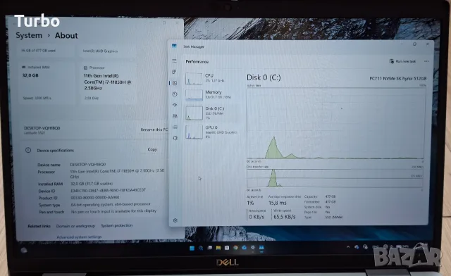 15.6' IPS Dell Latitude 5521 Intel Core i7-11850H/32GB DDR4/512GB/Бат.4ч., снимка 7 - Лаптопи за работа - 55680439