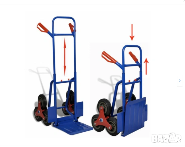 Ръчна количка PROCART, 6 колела, За стълби, Регулируема височина, Макс. натоварване 200 кг, Сгъваема, снимка 4 - Други стоки за дома - 54514464