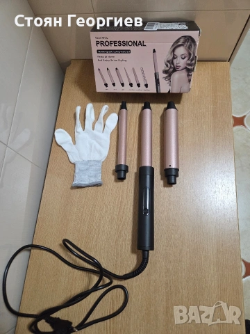 Чисто нова Комплект маша за коса 3 в 1 Flintronic, керамична, LCD, 160C-200C