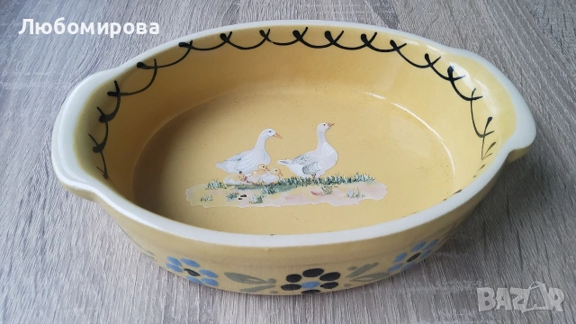 Комплект 2 бр. традиционни френски керамични терини от Елзас / Ръчно рисувани, снимка 2 - Антикварни и старинни предмети - 54634145
