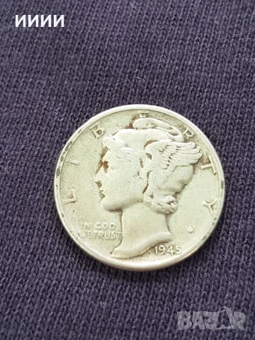 Сребърна монета дайм 1945, снимка 2 - Нумизматика и бонистика - 55444269