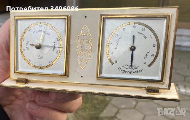 Стар  и много рядък немски барометър с хигрометър SIEMENS, снимка 2 - Антикварни и старинни предмети - 54063869