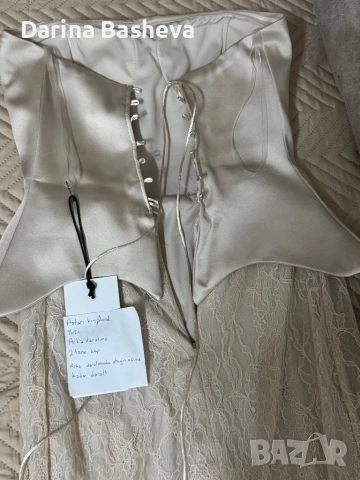 Официална рокля бежова с корсет , снимка 3 - Рокли - 54105894