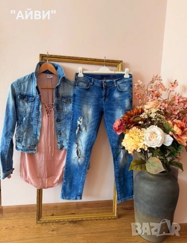 ZARA Дамски дънки, яке и риза