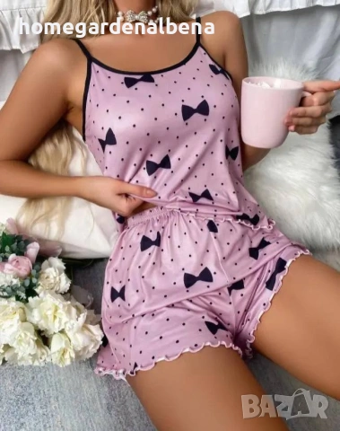 Дамски пижамен комплект потник + шорти — 95% памук, 3 цвята