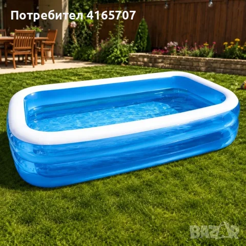 Надуваем градински басейн 262x175x50 см – голям семеен PVC басейн за деца и възрастни, 700 л, снимка 5 - Басейни и аксесоари - 55313743