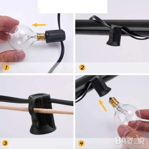 000004 LED светеща гирлянда  5м или 10м с крушки G40, снимка 5 - Външни лампи - 54414688