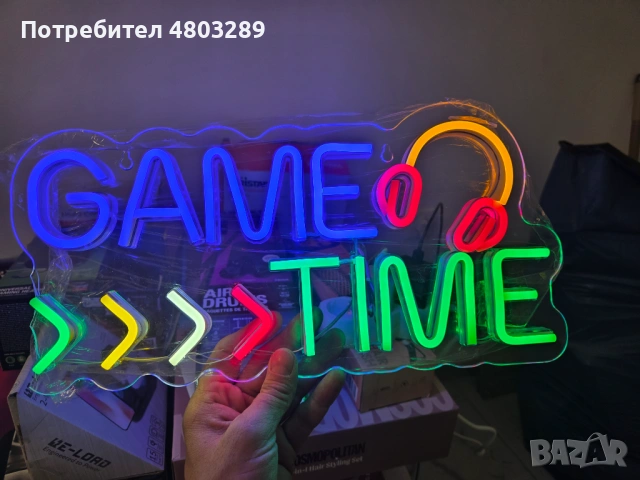 LED неонова табела с надпис "GAME TIME"