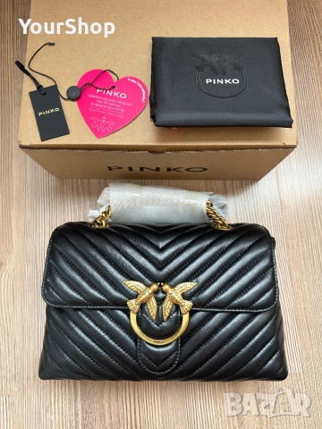 Чисто нова чанта на PINKO Love Lady Puff V Quilt в черен цвят