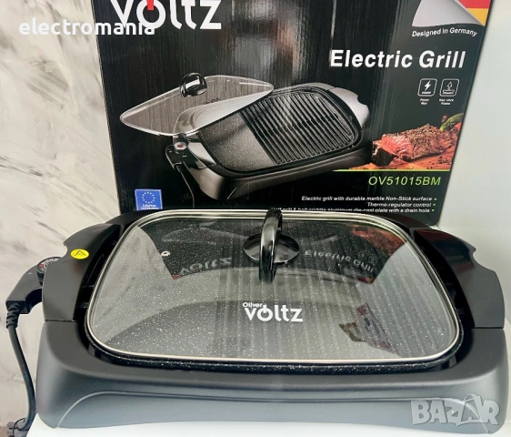 електрическа скара Oliver Voltz OV51015BM, 2000W – Мраморно покритие и капак, снимка 4 - Скари - 54368103