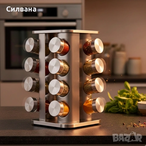 Въртящ се органайзер с 16 бурканчета