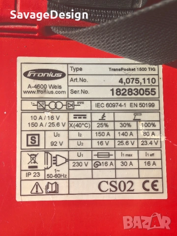 Fronius TransPocket 1500 TIG – 150A професионален инверторен електрожен / TIG, снимка 6 - Други машини и части - 54870510