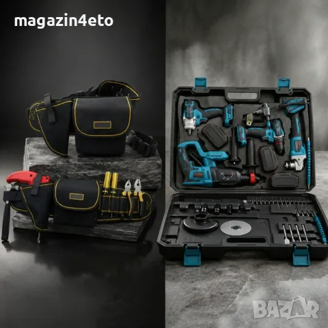 Комплект акумулаторни инструменти BOXER BX-187 4в1 + ПОДАРЪК многофункционална работна чанта, снимка 2 - Куфари с инструменти - 55627777