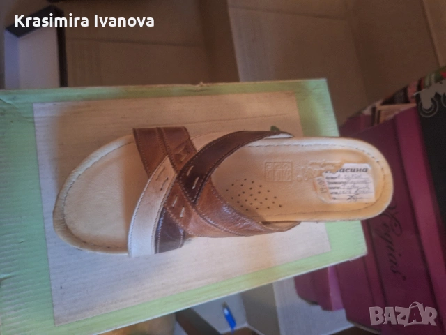 нови чехли естествена кожа Кариока , снимка 4 - Чехли - 54631776
