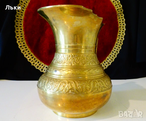 Бронзова кана за вино,орнаменти,позлата. , снимка 5 - Антикварни и старинни предмети - 55120634