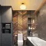 Комплект 2 LED таванни лампи със златист керамичен дизайн, стъклен абажур тип купол и LED крушки, снимка 3