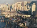 оригинална винтидж 1990 г.фотография принт изглед от Хонг Конг бизнес пристанище рамкирана 60x40cm, снимка 2