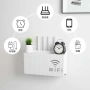 4665 Стойка за Wi-Fi рутер за стена – Самозалепващ се бял органайзер (24 см), снимка 1