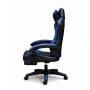 Ергономичен геймърски стол с масажна функция и поставка за крака – черно-син, снимка 4