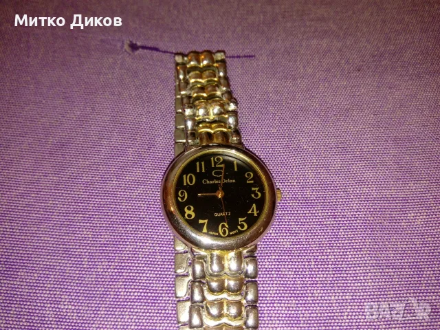 Charles Delon 1097 G japan movt Hardness crystal water resis. one micr. 24gold plated watch часовник, снимка 2 - Мъжки - 55604914