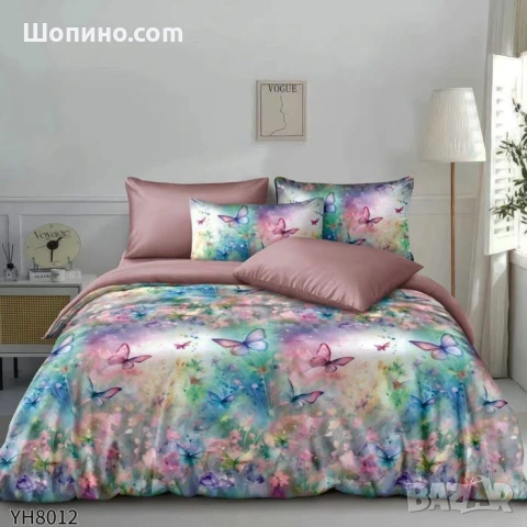 Флорални десени от памучен сатен с ластик, 4 части   4 части, двоен комплект С ЛАСТИК, снимка 12 - Спално бельо - 54068590