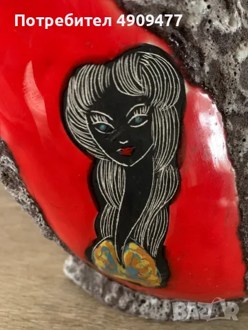 Рядка дизайнерска керамична кана Ceramica Titano – San Marino – Fat Lava – Mid-Century Modern, снимка 2 - Декорация за дома - 55638053