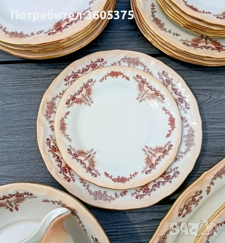 Рядък ,порцеланов сервиз за хранене,луксозна серия на Изида , снимка 11 - Антикварни и старинни предмети - 54201207