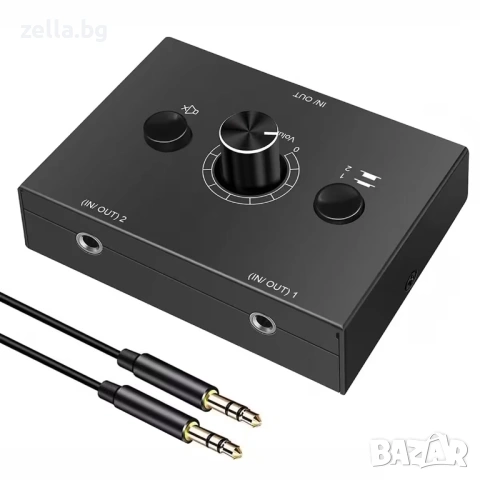 HiFi стерео аудио превключвател 2x1/1x2 – RCA & 3.5 мм жак суичър с Mute бутон за PC и аудио 10472, снимка 10 - Друга електроника - 54703818