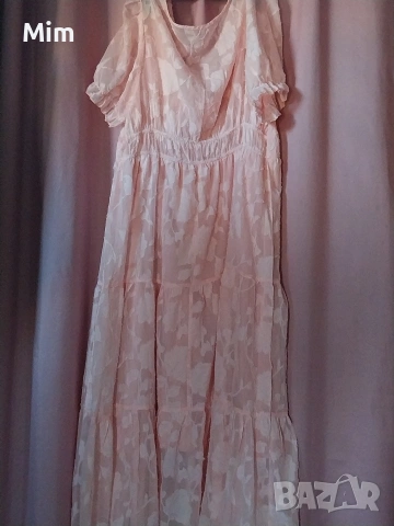 3XL Розова дълга рокля с къс ръкав , снимка 7 - Рокли - 50836929