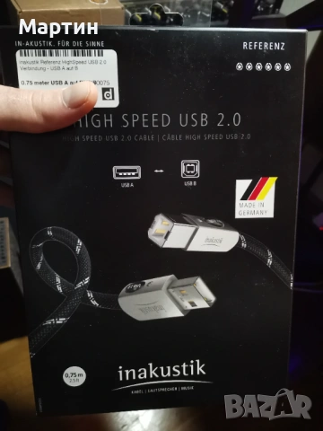 Inakustik Reference USB 2.0 (A to B), 75см, снимка 4 - Други - 54796547
