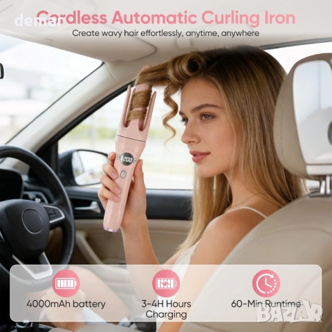 Автоматична безжична маша за коса с 4 температурни настройки, 32 мм, 4000mAh,сензор против заплитане, снимка 2 - Маши за коса - 54109648