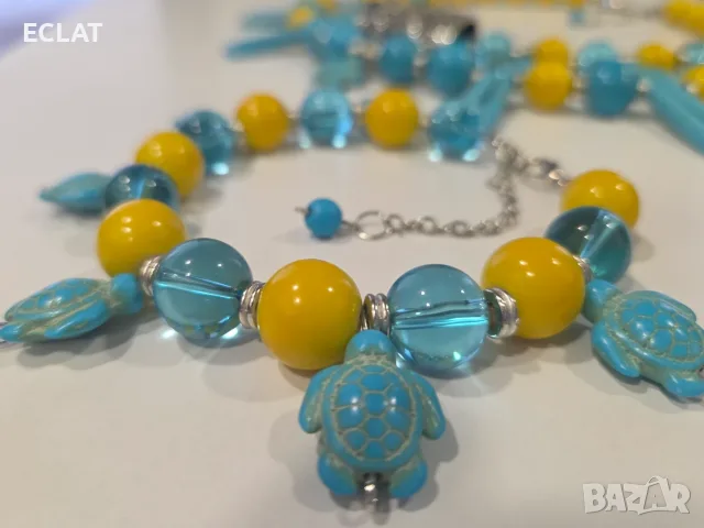 Авторски комплект двуреден чокър и гривна "Summer Glow ", снимка 5 - Бижутерийни комплекти - 55485988