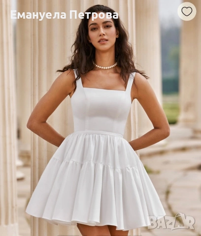 Дамска къса бяла рокля , снимка 5 - Рокли - 54360350