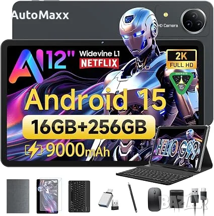 Таблет FEONAL | 12-инчов 2K дисплей | 16(8+8) GB RAM + 256GB ROM (2TB TF) 