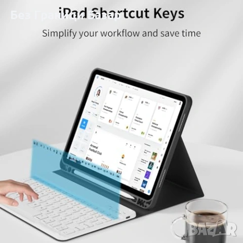 Нов Магнитен калъф с клавиатура за iPad Air 11 M4 M3 M2 UK Bluetooth кейс таблет, снимка 6 - Друга електроника - 55140754