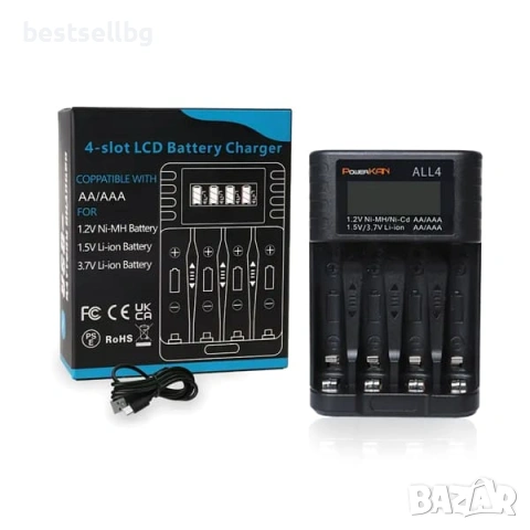 Бързо интелигентно зарядно за батерии 18650 16340 14500 26650 3.7V Li-ion AA AAA 1.2V Ni-MH USB C, снимка 9 - Друга електроника - 54367140